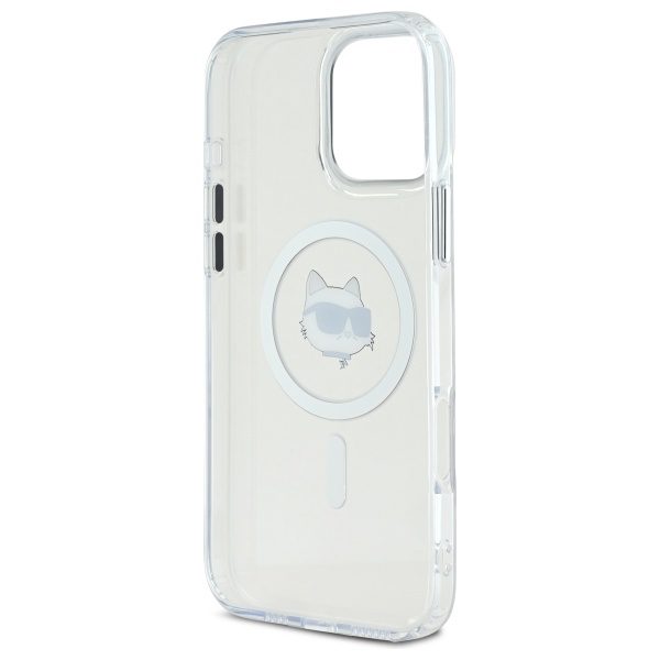 Karl Lagerfeld case for iPhone 16 Pro Max 6,9" KLHMP16XHLSCHH white Hard IML Metal Choupette Head MagSafe