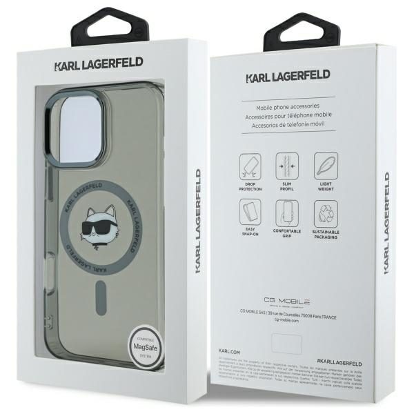Karl Lagerfeld case for iPhone 16 Pro Max 6,9" KLHMP16XHLSCHK black Hard IML Metal Choupette Head MagSafe