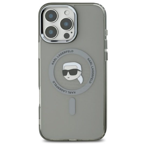 Karl Lagerfeld case for iPhone 16 Pro Max 6,9" KLHMP16XHLSKIK black Hard IML Metal Karl Head MagSafe