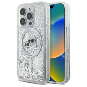 Karl Lagerfeld case for iPhone 16 Pro Max 6,9" KLHMP16XLGKCSGH transparent Hard Liquid Glitter Karl&Choupette Head MagSafe