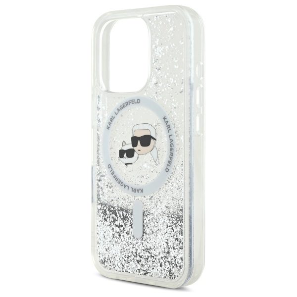 Karl Lagerfeld case for iPhone 16 Pro Max 6,9" KLHMP16XLGKCSGH transparent Hard Liquid Glitter Karl&Choupette Head MagSafe
