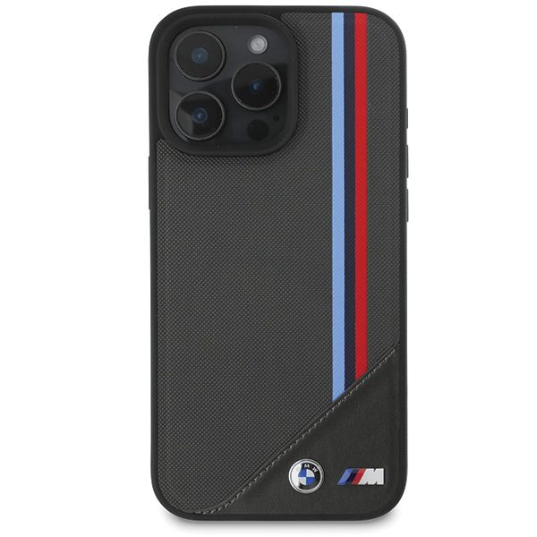 BMW case for iPhone 16 6,1" BMHMP16S23PUTRK Hardcase M Meshed Tricolor Stripes MagSafe black