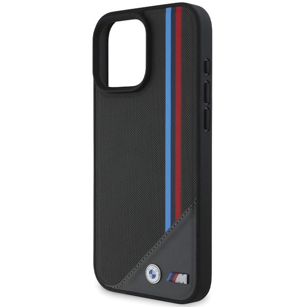 BMW case for iPhone 16 6,1" BMHMP16S23PUTRK Hardcase M Meshed Tricolor Stripes MagSafe black