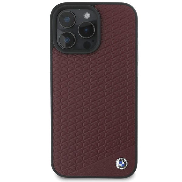BMW case for iPhone 16 Pro Max 6,9" BMHMP16X23RDDR Hardcase Sign Leather Diamond Metal Logo MagSafe red