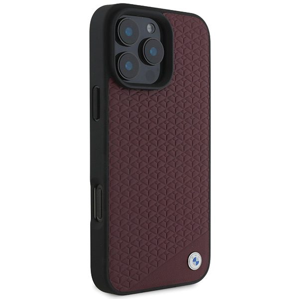BMW case for iPhone 16 Pro Max 6,9" BMHMP16X23RDDR Hardcase Sign Leather Diamond Metal Logo MagSafe red