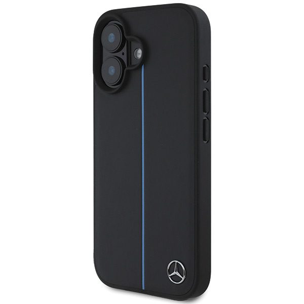 Mercedes case for iPhone 16 6,1" MEHMP16S23RURBK Hardcase MB Blue Line Leather MagSafe black