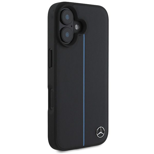 Mercedes case for iPhone 16 6,1" MEHMP16S23RURBK Hardcase MB Blue Line Leather MagSafe black