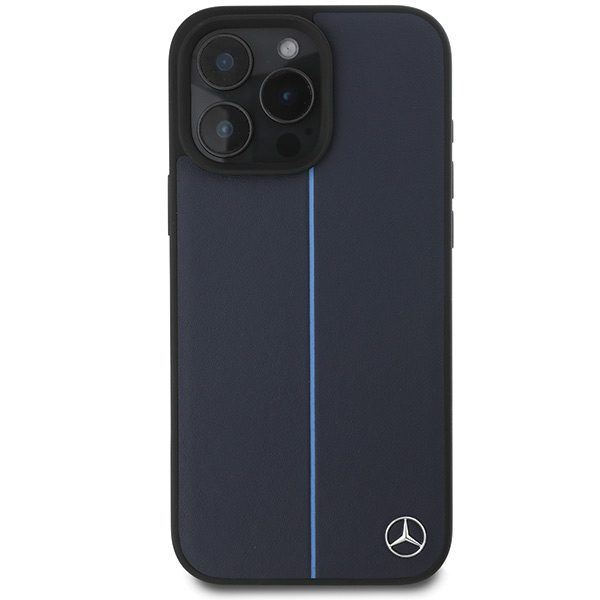 Mercedes case for iPhone 16 Pro Max 6,9" MEHMP16X23RURBV Hardcase MB Blue Line Leather MagSafe navy blue