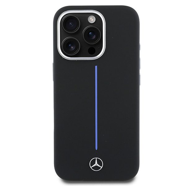 Mercedes case for iPhone 16 Pro Max 6,9" MEHMP16X23SUMBK Hardcase Silicone Blue Stripe MagSafe black