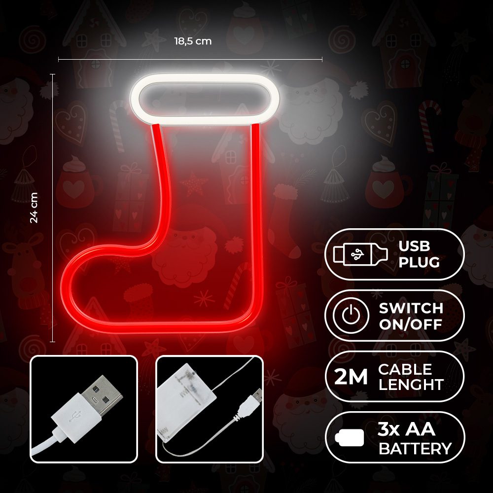 422140_oryg Neon LED CHRISTMAS SOCK white red FLNE23 Forever Light