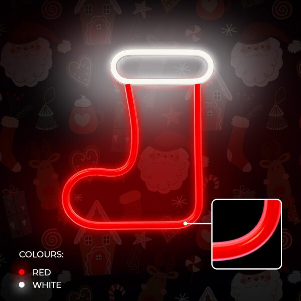 Neon LED CHRISTMAS SOCK white red FLNE23 Forever Light