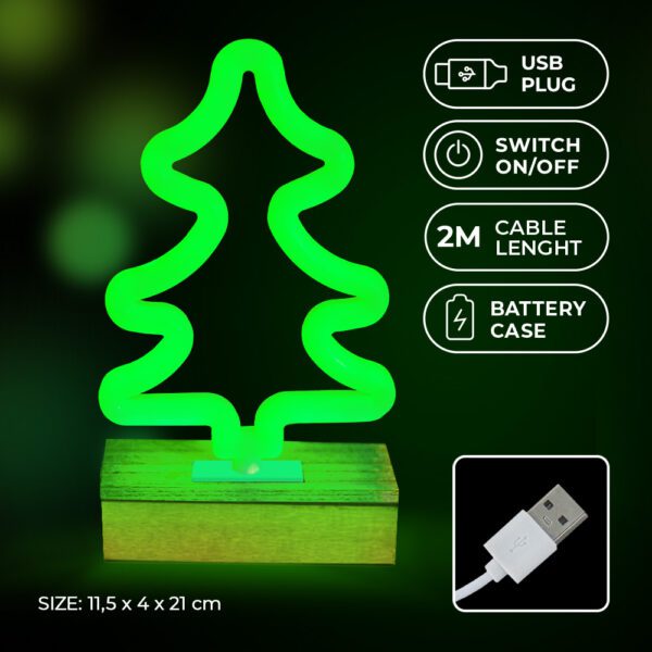 Neon Wood Stand LED TREE green FLNW03 Forever Light