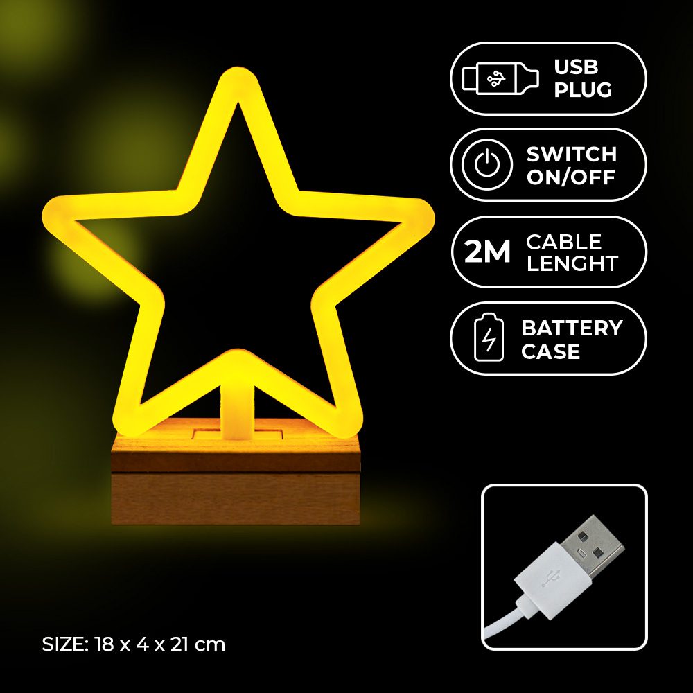 422261_oryg Neon Wood Stand LED STAR warm white FLNW04 Forever Light