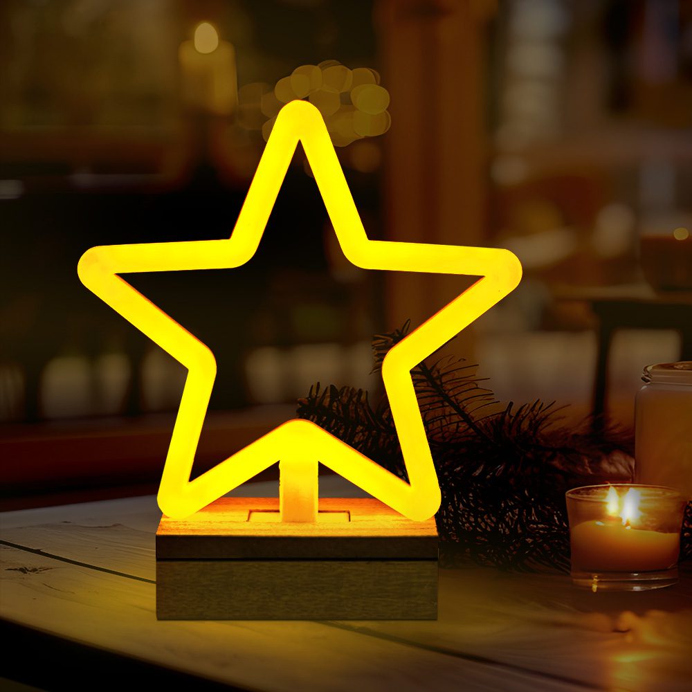 422262_oryg Neon Wood Stand LED STAR warm white FLNW04 Forever Light