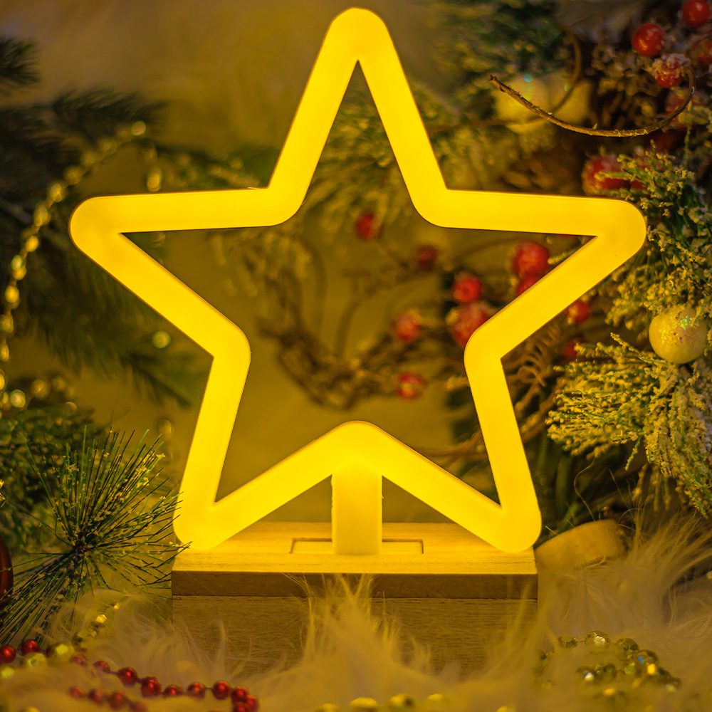 422264_oryg Neon Wood Stand LED STAR warm white FLNW04 Forever Light