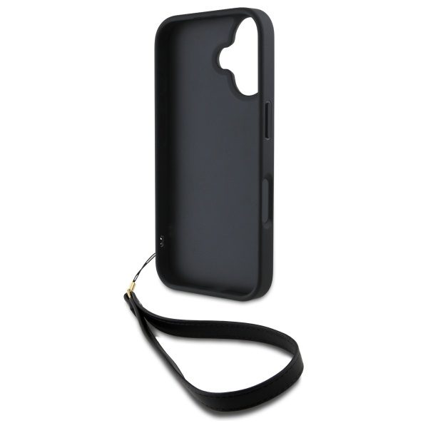 DKNY HC PU Wrist Strap and Stack Logo case for iPhone 16 6,1" black