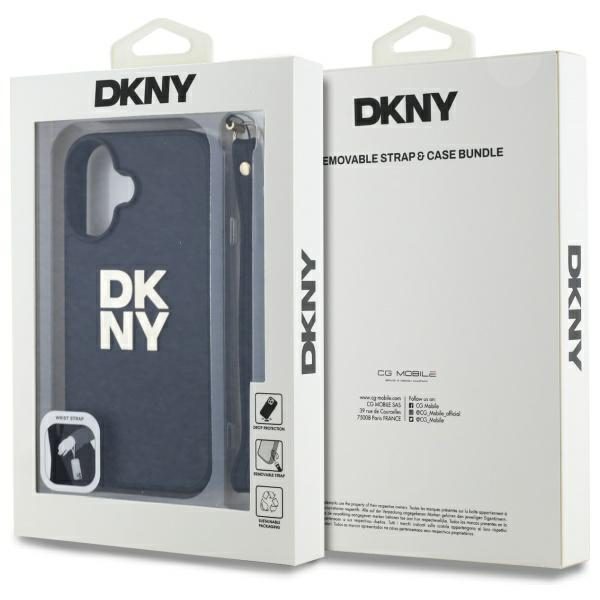 DKNY HC PU Wrist Strap and Stack Logo case for iPhone 16 6,1" black