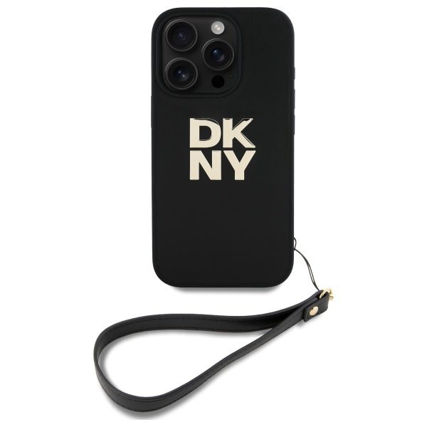 DKNY HC PU Wrist Strap and Stack Logo case for iPhone 16 Pro 6,3" black