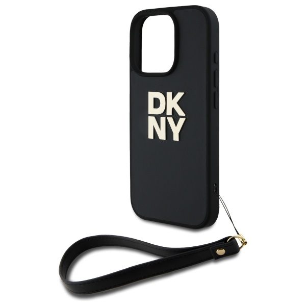 DKNY HC PU Wrist Strap and Stack Logo case for iPhone 16 Pro 6,3" black