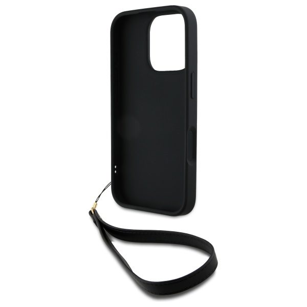 DKNY HC PU Wrist Strap and Stack Logo case for iPhone 16 Pro 6,3" black