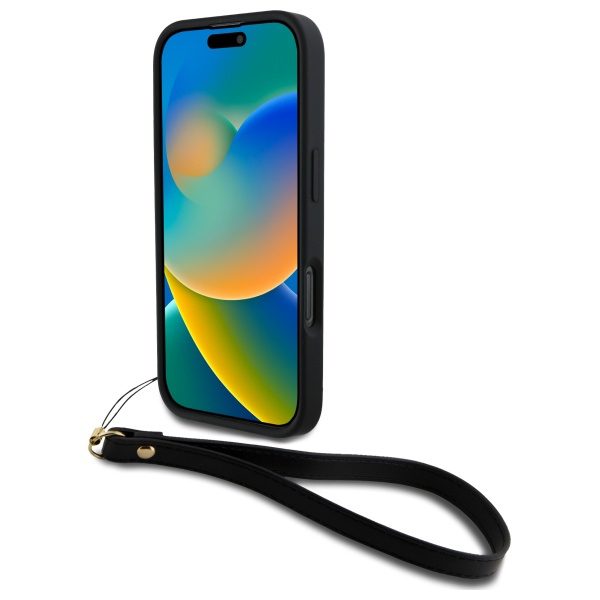 DKNY HC PU Wrist Strap and Stack Logo case for iPhone 16 Pro Max 6,9" black