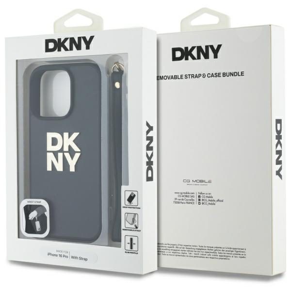 DKNY HC PU Wrist Strap and Stack Logo case for iPhone 16 Pro Max 6,9" black