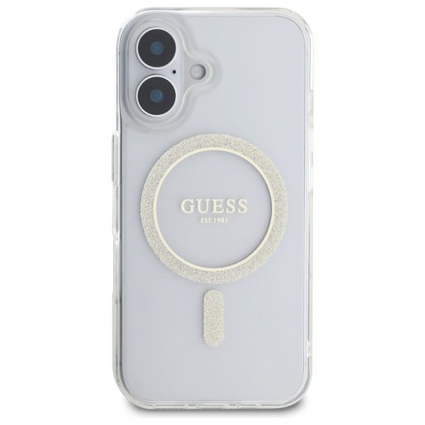 Guess HC MagSafe IML Glitter Circle case for iPhone 16 Plus 6,7" transparent