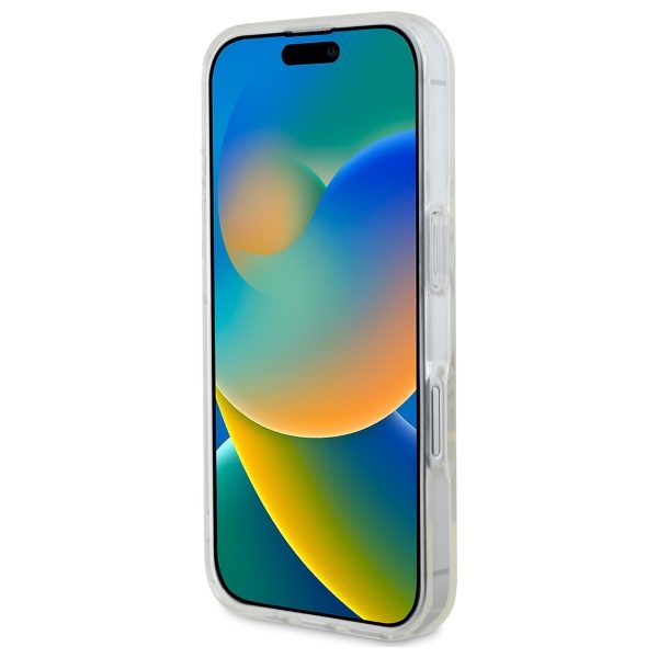 Guess HC MagSafe IML Glitter Circle case for iPhone 16 Plus 6,7" transparent