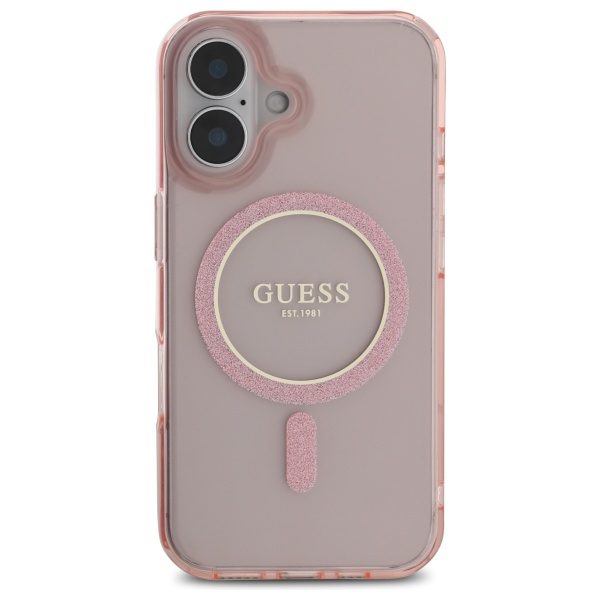 Guess HC MagSafe IML Glitter Circle case for iPhone 16 6,1" pink