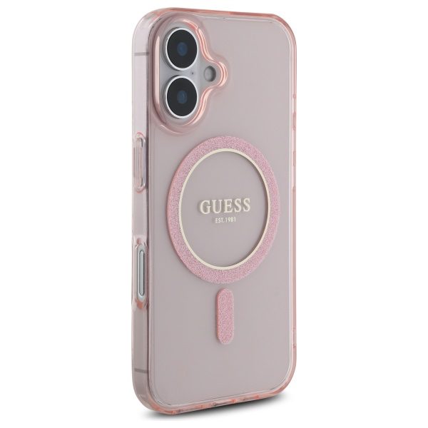 Guess HC MagSafe IML Glitter Circle case for iPhone 16 6,1" pink