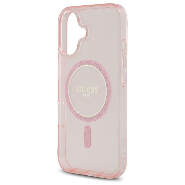 Guess HC MagSafe IML Glitter Circle case for iPhone 16 6,1" pink