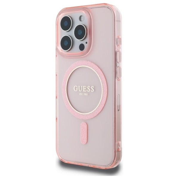Guess HC MagSafe IML Glitter Circle case for iPhone 16 Pro Max 6,9" pink