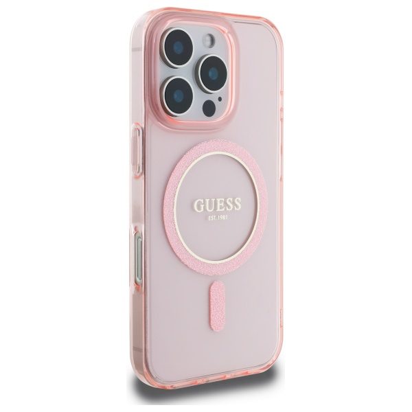 Guess HC MagSafe IML Glitter Circle case for iPhone 16 Pro Max 6,9" pink