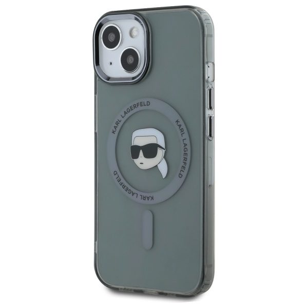 Karl Lagerfeld HC MagSafe IML Metal K. Head case for iPhone 15 6,1" black