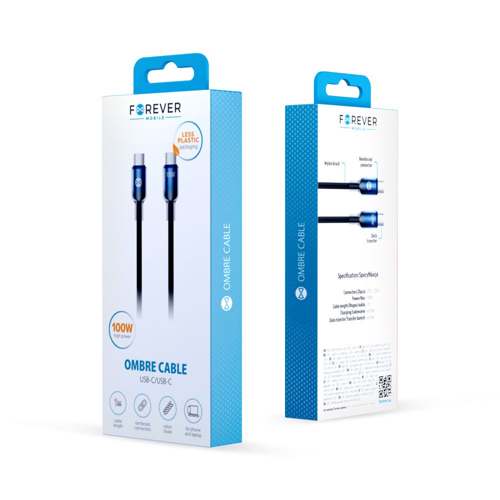 424057_oryg Forever Ombre cable USB-C - USB-C 1,0 m 100W black