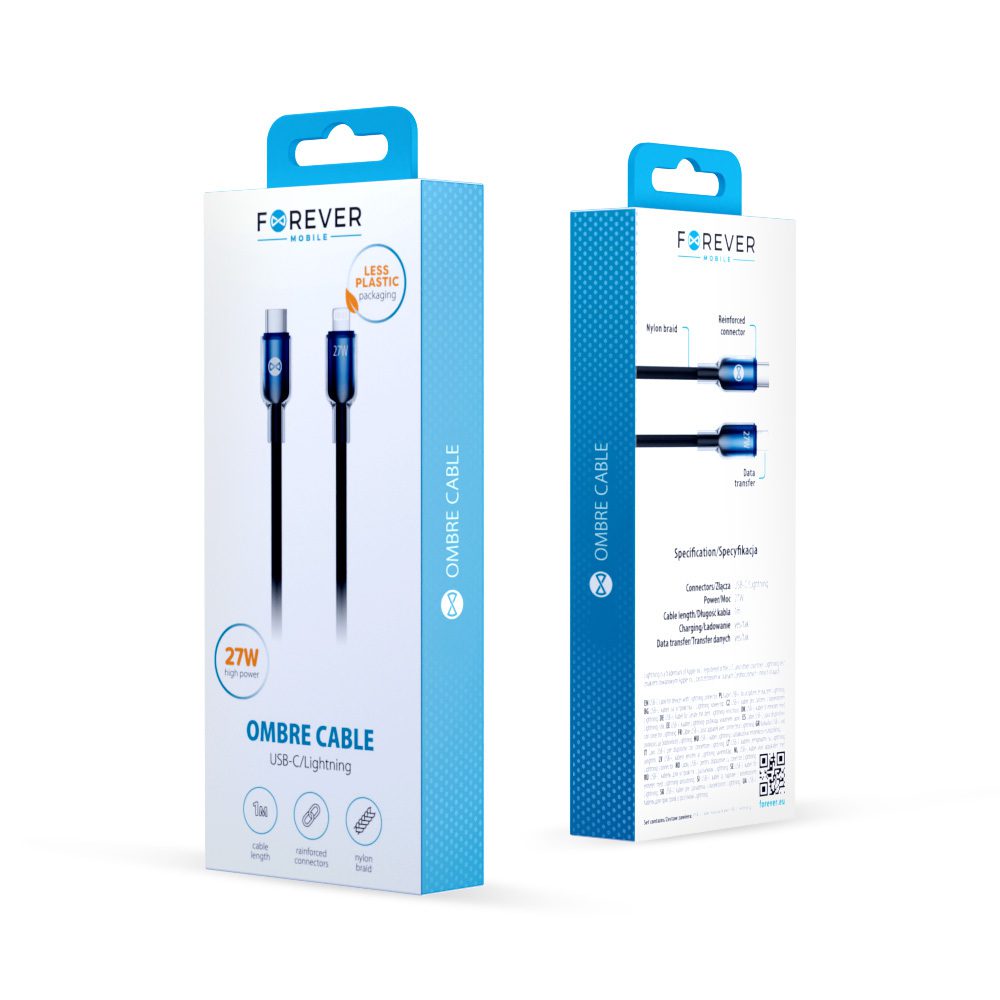 424059_oryg Forever Ombre cable USB-C - Lightning 1,0 m 27W black