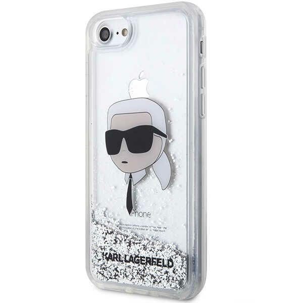 Karl Lagerfeld case for iPhone 7 / 8 / SE KLHCI8LNKHCH silver HC Liquid Glitter NFT Karl's Head