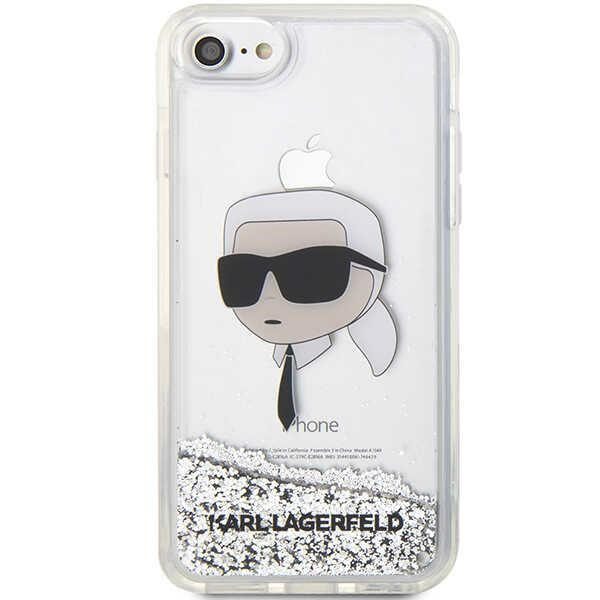Karl Lagerfeld case for iPhone 7 / 8 / SE KLHCI8LNKHCH silver HC Liquid Glitter NFT Karl's Head