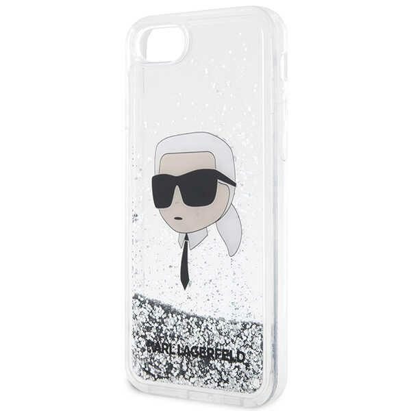 Karl Lagerfeld case for iPhone 7 / 8 / SE KLHCI8LNKHCH silver HC Liquid Glitter NFT Karl's Head