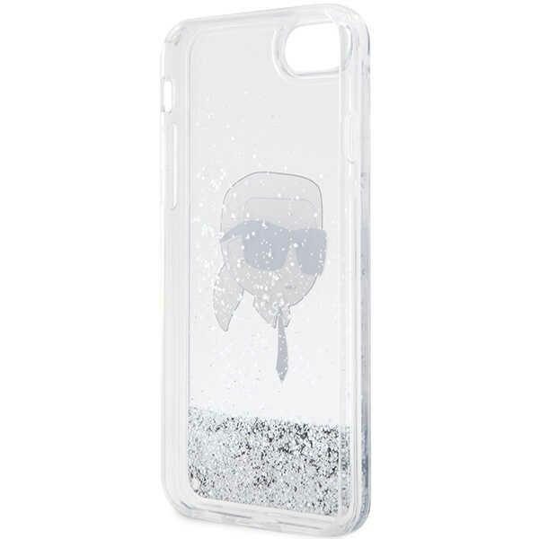 Karl Lagerfeld case for iPhone 7 / 8 / SE KLHCI8LNKHCH silver HC Liquid Glitter NFT Karl's Head