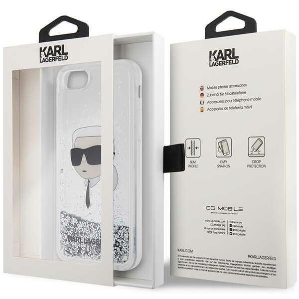 Karl Lagerfeld case for iPhone 7 / 8 / SE KLHCI8LNKHCH silver HC Liquid Glitter NFT Karl's Head