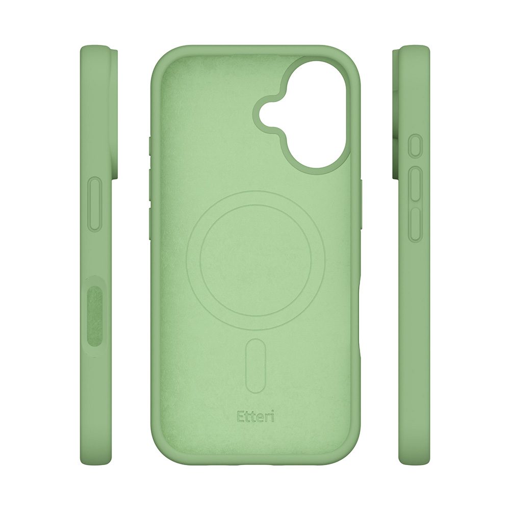 424901_oryg Etteri Silicone Mag case for iPhone 16 Plus 6,7" light green
