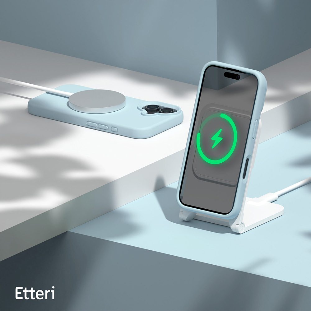 Etteri Silicone Mag case for iPhone 16 Plus 6,7" light blue
