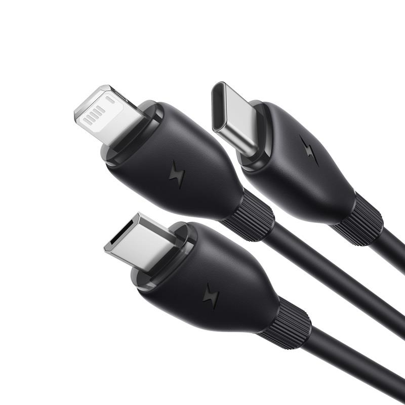 Baseus Ultra-Fast One-for-Three Fast Charging Cable USB-A to M+L+C 3.5A 0.8m Cosmic Black