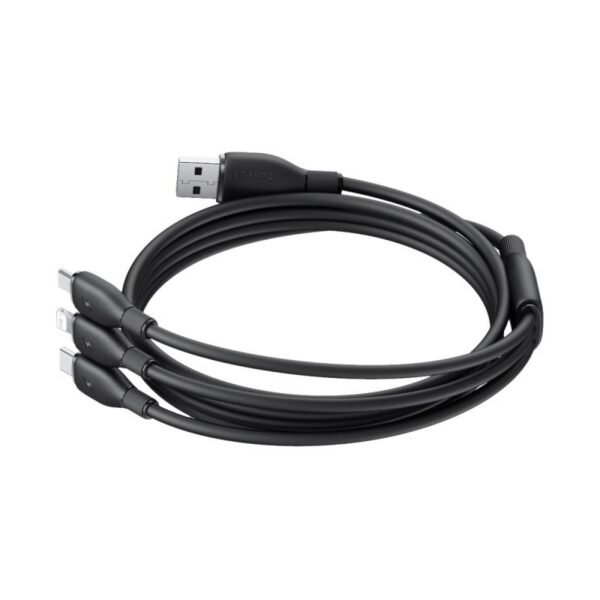 Baseus Ultra-Fast One-for-Three Fast Charging Cable USB-A to M+L+C 3.5A 0.8m Cosmic Black