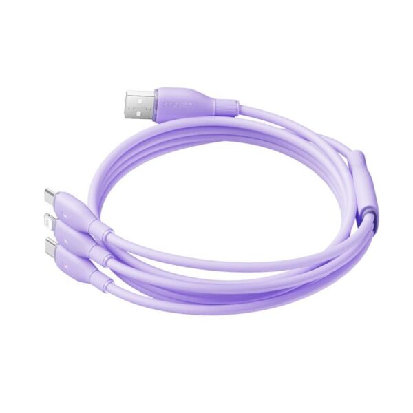Baseus Ultra-Fast One-for-Three Fast Charging Cable USB-A to M+L+C 3.5A 1.3m Nebula Purple