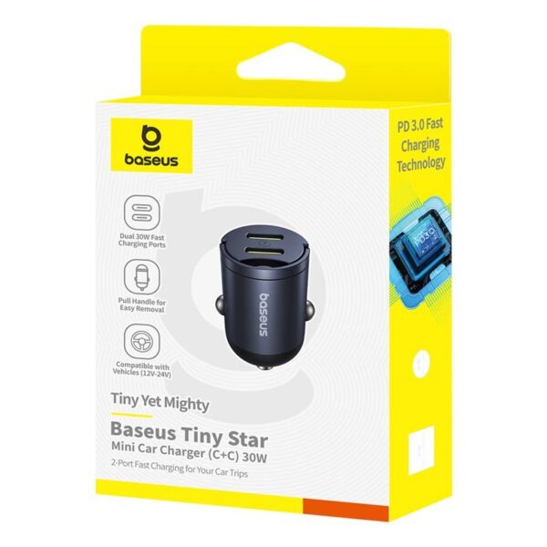Baseus Mini Tiny Star 2C PD car charger 1x USB-C - USB-C port 30W black