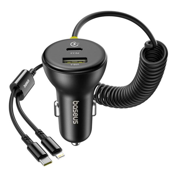 Baseus PD car charger 1x USB-C - USB-A port 60W black