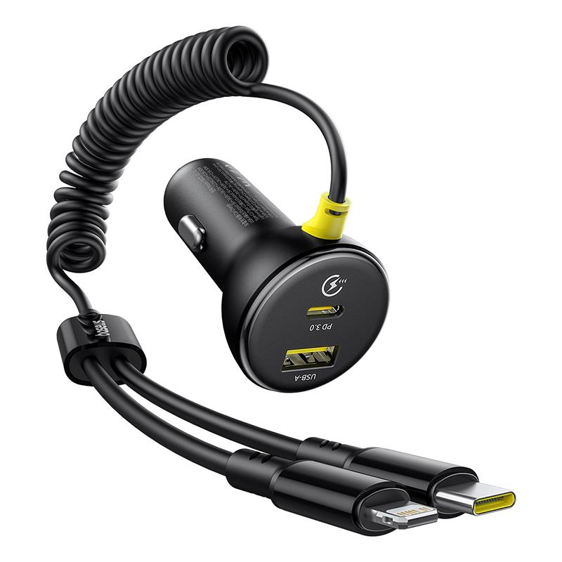425320_oryg Baseus PD car charger 1x USB-C - USB-C port 60W black