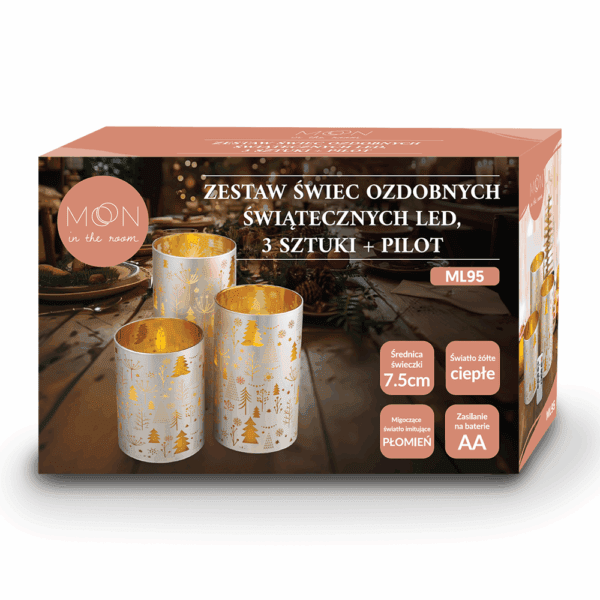 Decorational LED Candle set 3 pcs. christmas silver-gold + remote